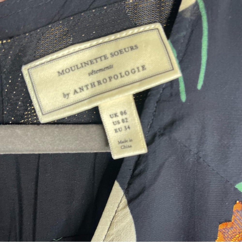Moulinette Soeurs x Anthropologie Ciao Bella Faux Wrap Dress Mixed Media Dress 2 - Picture 7 of 8